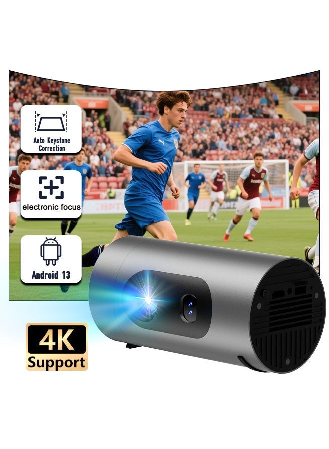 MOCOM Q8 Smart Projector 2025: 1080P Full HD & 200 ISO Lumens Portable Home Theater - Android 13 WiFi 6 Bluetooth 5.0 | 200" Big Screen, Auto Focus, 4K Support, Built-in Speaker | Indoor & Outdoor Mini Movie Projector for Netflix, Gaming, Parties - Image 1